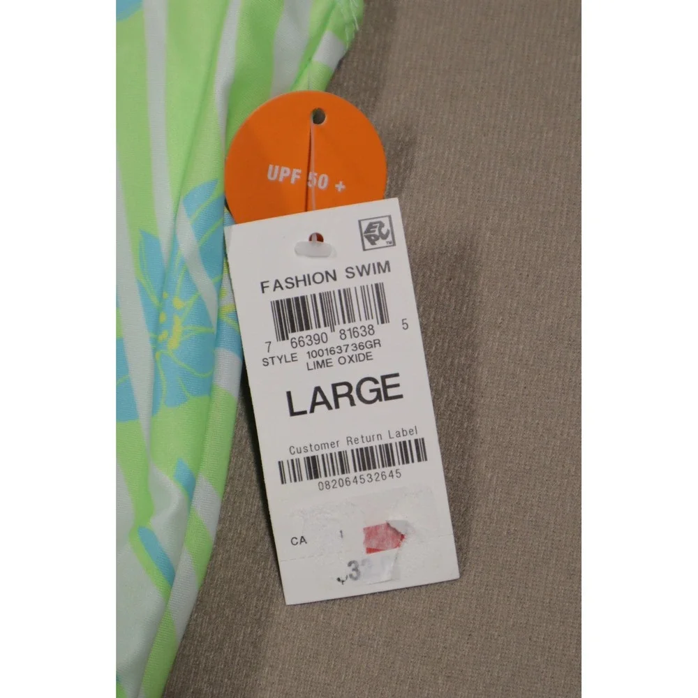 ID Ideology Big Girls One-Piece Wavy Floral Swimsuit -‎ Green/Blue - Size Large